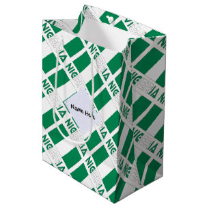 Sac Cadeau Moyen Nigeria Drapeau Nigérian Carrelé Vert Personnalisé