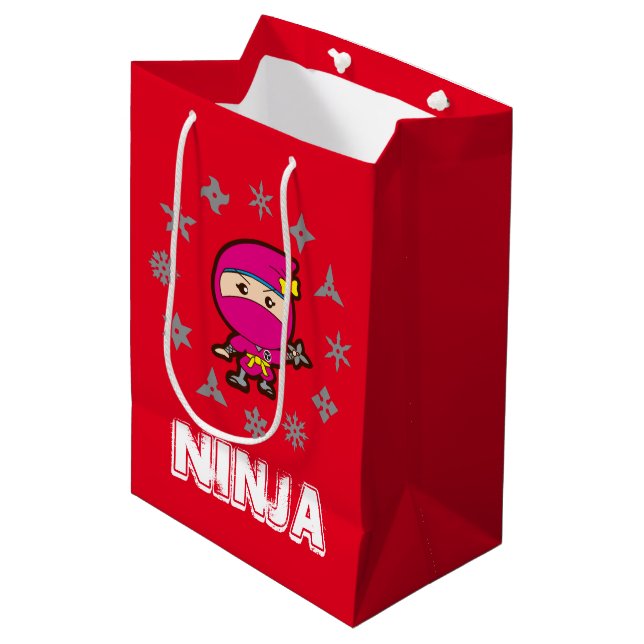 Sac Cadeau Moyen Ninja Fille Noël (Devant Angle)
