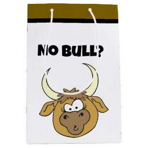 Sac Cadeau Moyen No Bull Drôle Cartoon Brown Cow Head Art