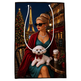 Sac Cadeau Moyen Noël à Paris, Vacances Caniches