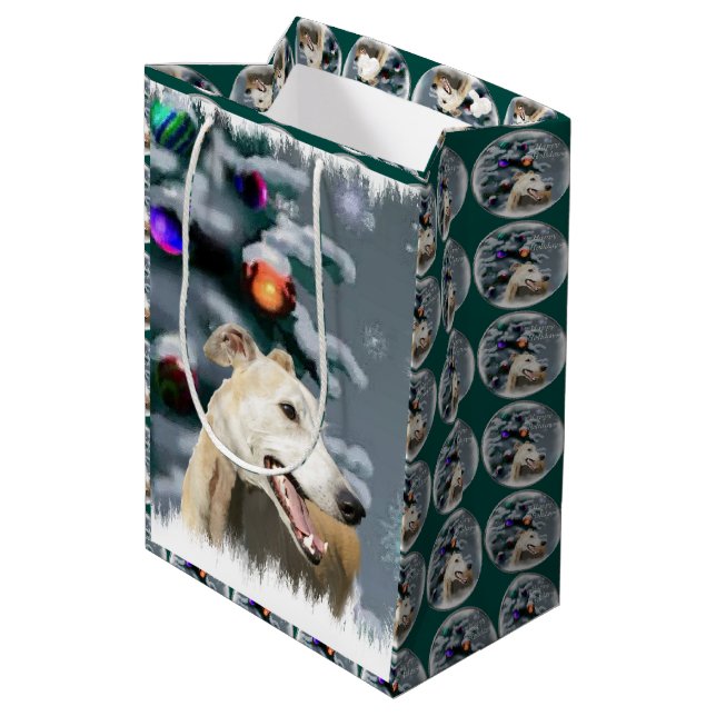 Sac Cadeau Moyen Noël aux amateurs de Greyhound (Dos Angle)