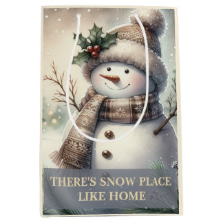 Sac Cadeau Moyen Noël Bonhomme de Neige Cosy Personnalisé
