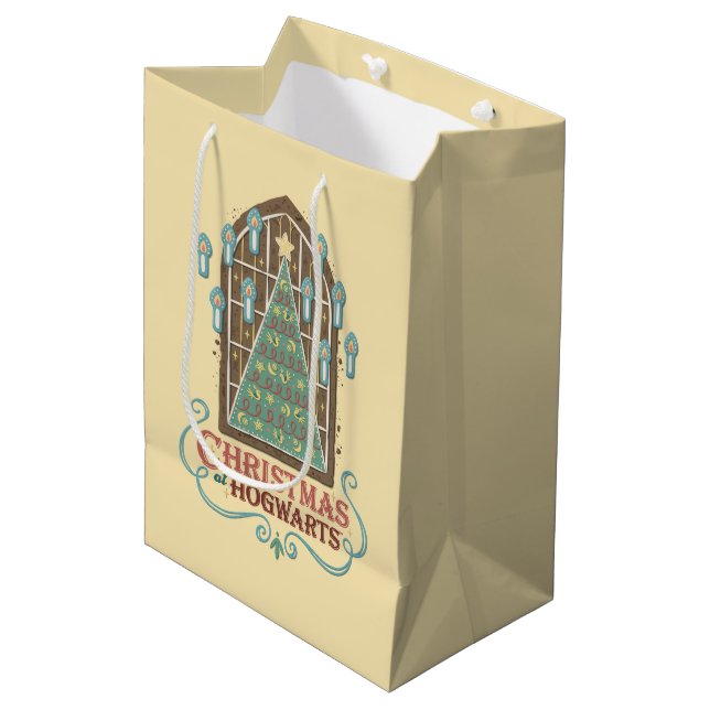 Sac Cadeau Moyen Noël chez HOGWARTS™ - Graphique de cookies (Devant Angle)
