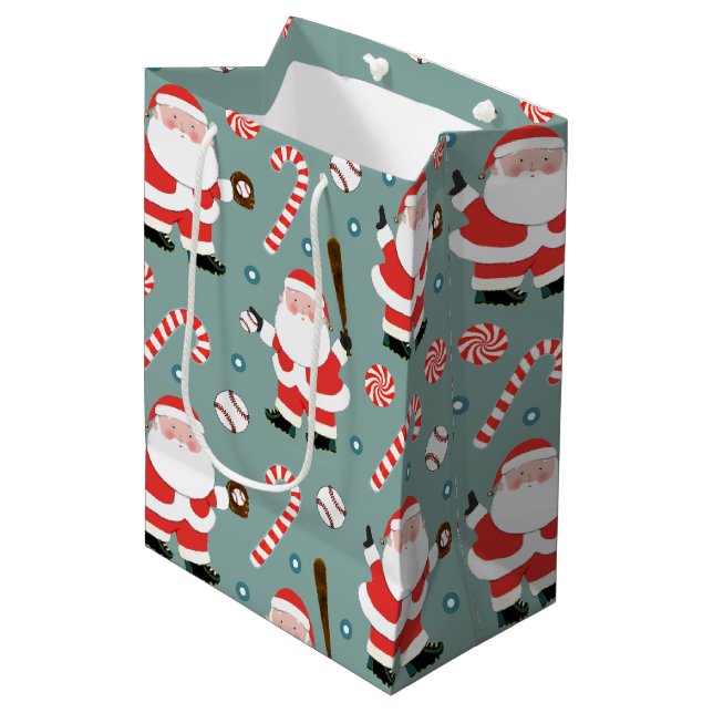 Sac Cadeau Moyen Noël de baseball (Devant Angle)
