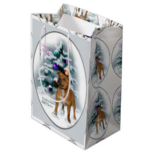 Sac Cadeau Moyen Noël de bull-terrier du Staffordshire