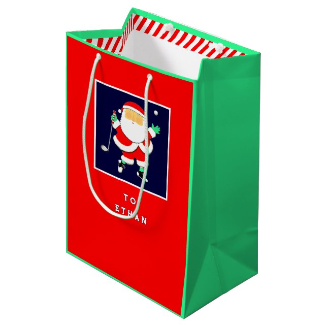 Sac Cadeau Moyen Noël de golf (Devant Angle)
