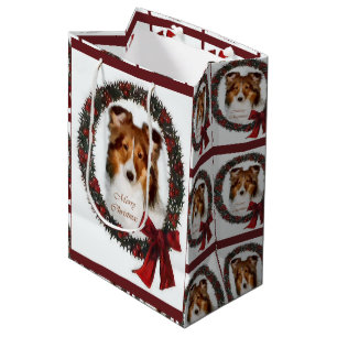 Sac Cadeau Moyen Noël de Sheltie de chien de berger de Shetland