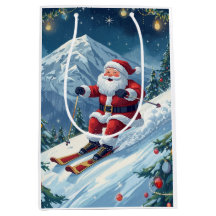 Noël de ski avec le Père Noël sur la montagne