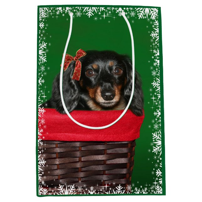 Sac Cadeau Moyen Noël de teckel (Devant)