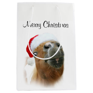Sac Cadeau Moyen Noël drôle de cheval