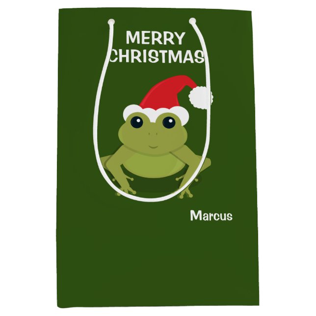 Sac Cadeau Moyen Noël du Père Noël de la grenouille (Devant)