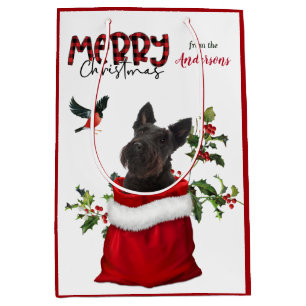 Sac Cadeau Moyen Noël écossais du chien Terrier