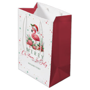 Sac Cadeau Moyen Noël en Flamant rose juillet