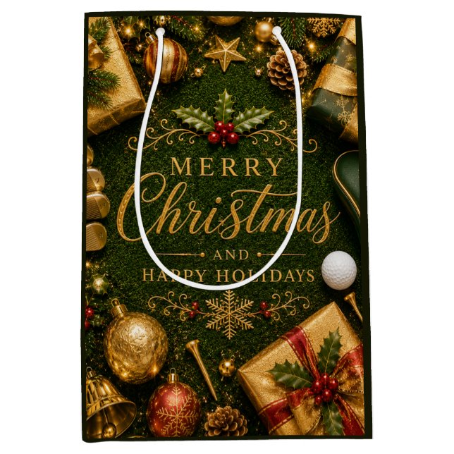Sac Cadeau Moyen Noël Golf Vacances (Devant)