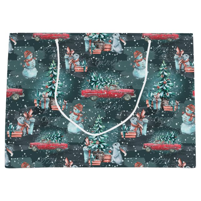 Sac Cadeau Moyen Noël Hiver Cosy (Devant)