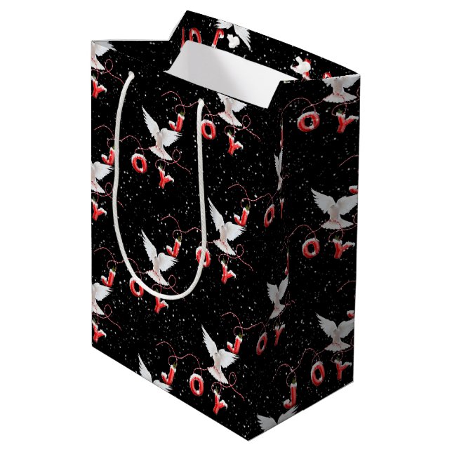 Sac Cadeau Moyen Noël Joie Dove et Snowflakes (Dos Angle)