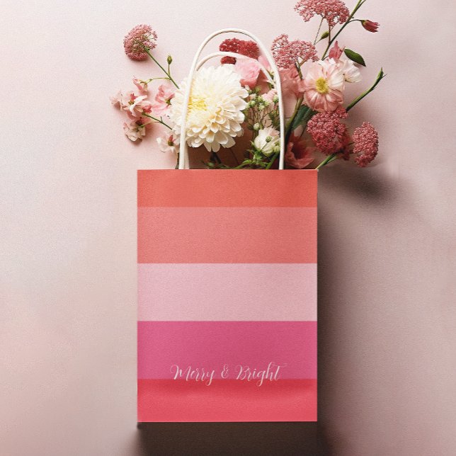 Sac Cadeau Moyen Noël Joyeux Red Stripes vacances (Créateur téléchargé)