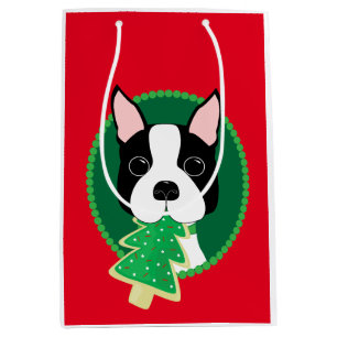 Sac Cadeau Moyen Noël lunatique de Boston Terrier