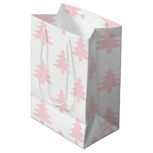 Sac Cadeau Moyen Noël Motif Pastel Pink Trees