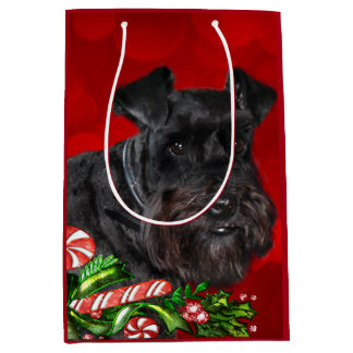 Sac Cadeau Moyen Noël noir de Schnauzer