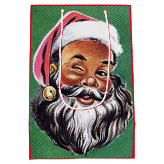 Sac Cadeau Moyen Noël noir du Père Noël afro-américain