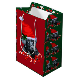 Sac Cadeau Moyen Noël noir mignon de laboratoire