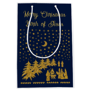 Sac Cadeau Moyen Noël religieux, Naissance de Jésus