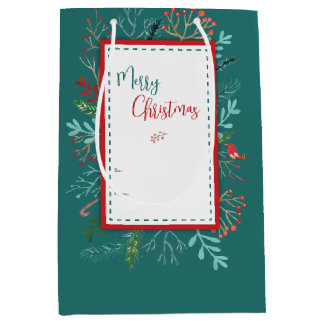 Sac Cadeau Moyen Noël rustique naturel