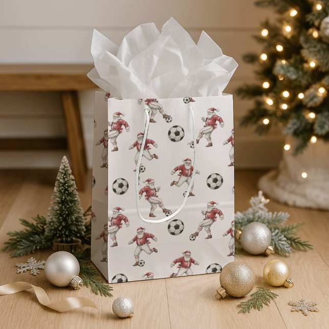 Sac Cadeau Moyen Noël Soccer Santa (Créateur téléchargé)
