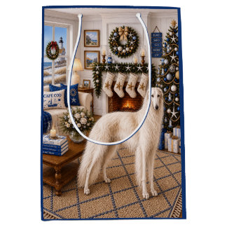 Sac Cadeau Moyen Noël sur Cape Cod ,Borzoi