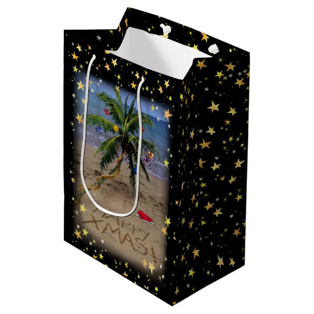 Sac Cadeau Moyen Noël tropical (Devant Angle)