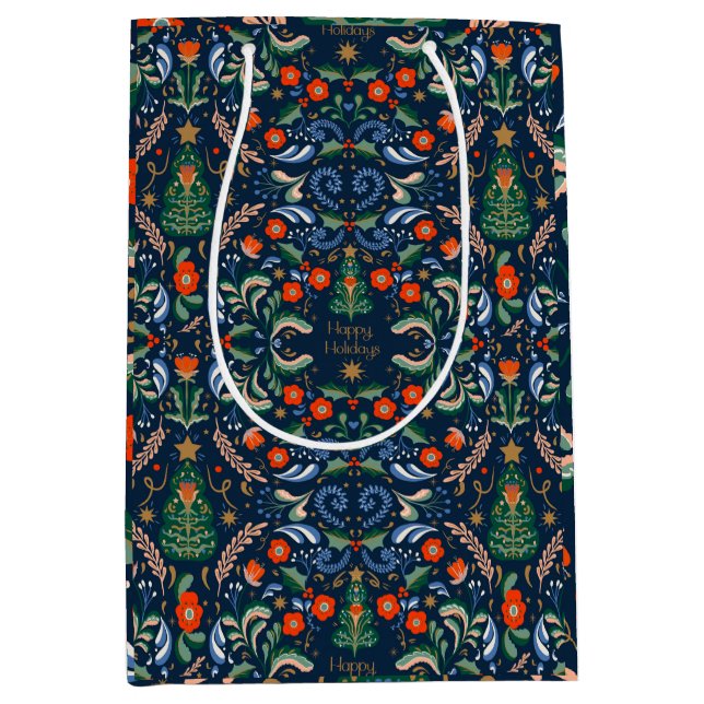 Sac Cadeau Moyen Noël vintage rétro (Devant)