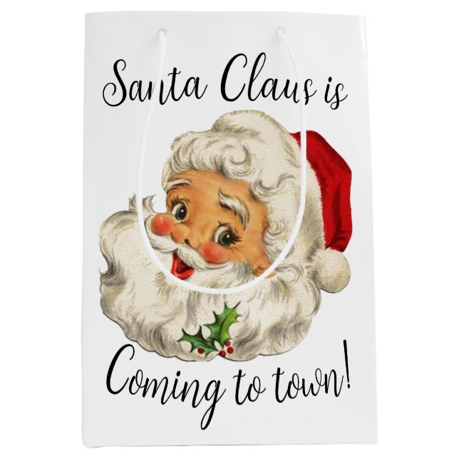 Sac Cadeau Moyen Noël vintage/RETRO PÈRE NOËL (Devant)