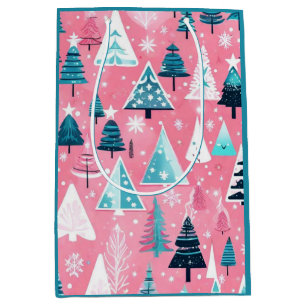 Sac Cadeau Moyen Noëls roses