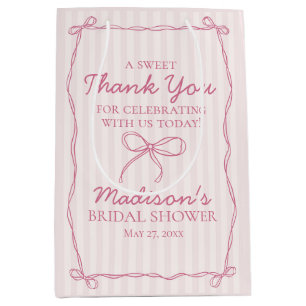 Sac Cadeau Moyen Nœud Papillon Coquette Rose Faveur de Baby Shower 