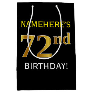 Sac Cadeau Moyen Noir, anniversaire d'or de Faux soixante-douzième