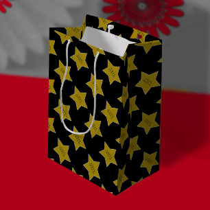 Sac Cadeau Moyen Noir avec anniversaire de stars de Hollywood d'or