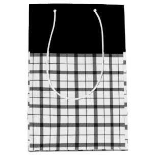 Sac Cadeau Moyen Noir, Blanc, Carreaux, Élégant, Chic, Moderne, Élé