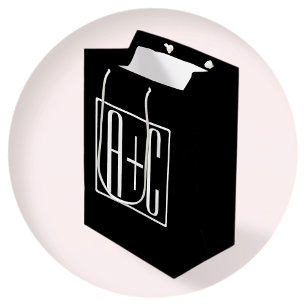 Sac Cadeau Moyen Noir & Blanc Initiales de couple