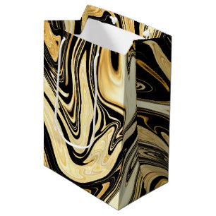 Sac Cadeau Moyen Noir et Or