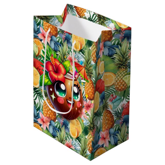 Sac Cadeau Moyen Noix de coco tropicale  (Devant Angle)