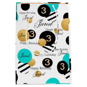 Sac Cadeau Moyen Nom du Motif Abstrait Anniversaire des enfants per