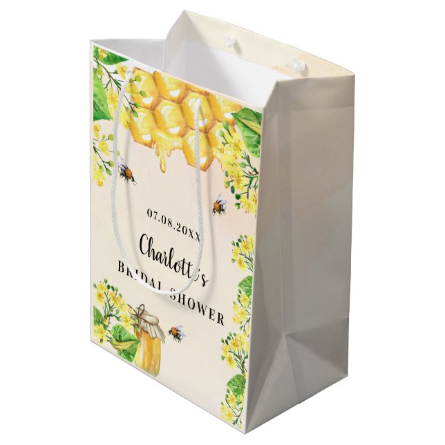Sac Cadeau Moyen Nom floral abeilles bourdon miel jaune pour enterr (Dos Angle)