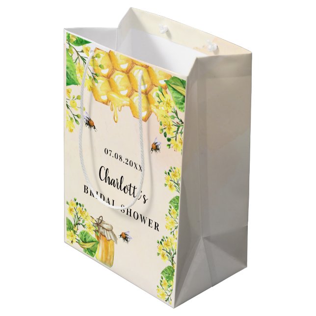 Sac Cadeau Moyen Nom floral jaune miel abeilles bourdon de douche d (Dos Angle)