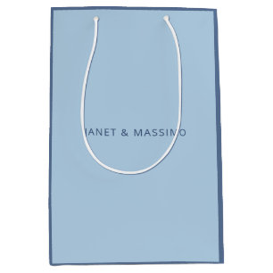 Sac Cadeau Moyen Nom minimaliste personnalisé bleu pastel personnal
