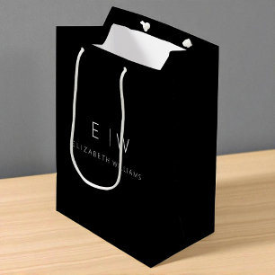 Sac Cadeau Moyen Nom Monogramme Minimaliste Moderne Élégant