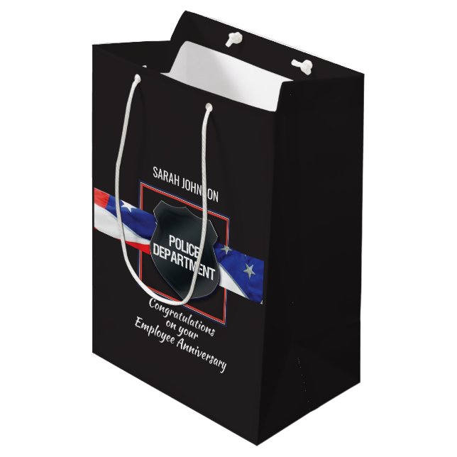 Sac Cadeau Moyen Nom personnalisé, Anniversaire de l'employé de la  (Devant Angle)