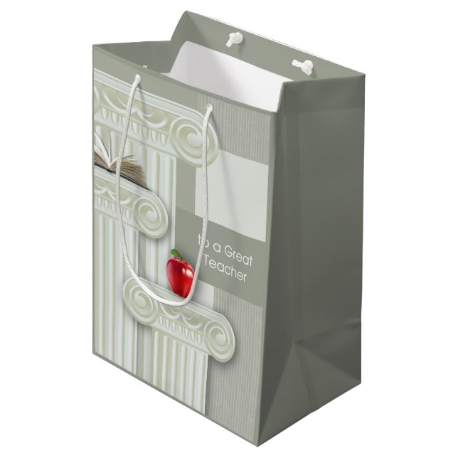 Sac Cadeau Moyen Nom personnalisé Appréciation de l'enseignant (Devant Angle)