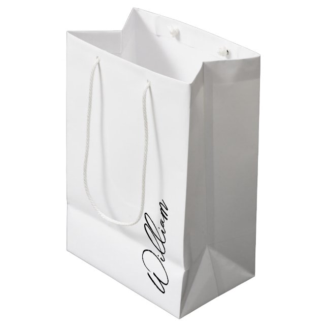 Sac Cadeau Moyen Nom personnalisé du script moderne (Devant Angle)