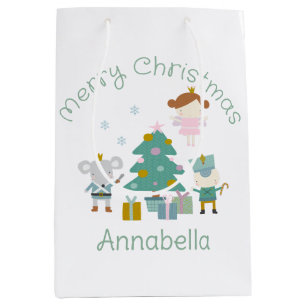 Sac Cadeau Moyen Nom personnalisé mignon Nutcracker Noël